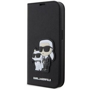 Mobiltelefon tok Karl Lagerfeld PU Saffiano Karl and Choupette NFT Book iPhone 14 Pro tok, fekete