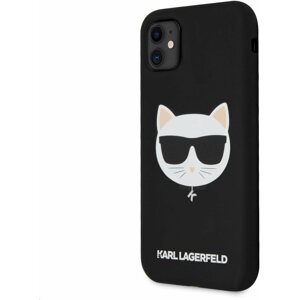 Telefon tok Karl Lagerfeld Choupette Head Apple iPhone 11 fekete szilikon tok