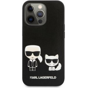 Telefon tok Karl Lagerfeld and Choupette PU Leather Apple iPhone 13 Pro fekete tok