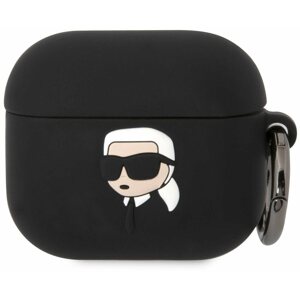 Fülhallgató tok Karl Lagerfeld 3D Logo NFT Karl Head szilokon tok Airpods 3-hoz, Black