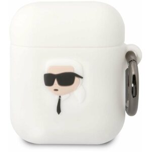 Fülhallgató tok Karl Lagerfeld 3D Logo NFT Karl Head szilikon tok Airpods 1/2 White készülékhez