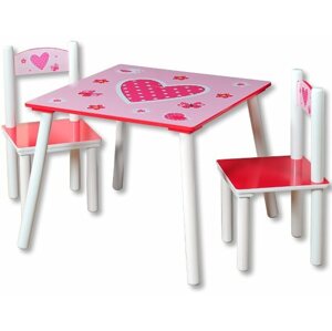 Játék bútor Gyerekasztal készlet két székkel, rózsaszín