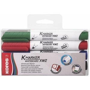 Marker KORES K-MARKER fehér táblához és flipchart táblához, vágott - 4 színből álló készlet