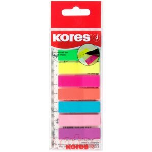 Öntapadós jegyzettömb KORES Index Strips vonalzóra 45 x 12 mm, 8 x 25 lap, többféle neon szín