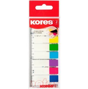 Öntapadós jegyzettömb KORES Index Strips jelölők vonalzóra 45 x 12 mm, 8 x 15 lap, többféle szín