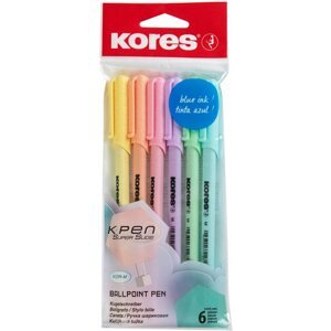 Golyóstoll KORES K0 Pen Pastel, M-1 mm, pasztell színek - 6 darabos csomagban