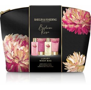 Kozmetikai ajándékcsomag BAYLIS & HARDING Toalett-táska test- és hajápoló termékekkel 4 db - Titokzatos rózsa