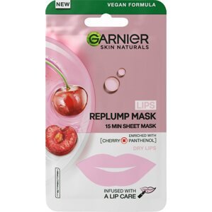 Arcpakolás GARNIER Lips Replumping Tissue Mask with cherry and panthenol 5 g