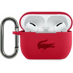 Fülhallgató tok Lacoste Liquid Silicone Glossy Printing Logo Tok az Apple Airpods Próhoz - Red