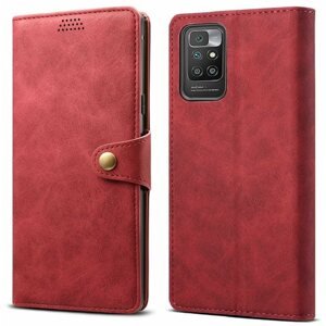 Mobiltelefon tok Lenuo Leather Xiaomi Redmi 10 piros flip tok