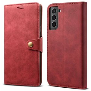Mobiltelefon tok Lenuo Leather Flip tok a Samsung Galaxy S22+ 5G készülékhez - piros