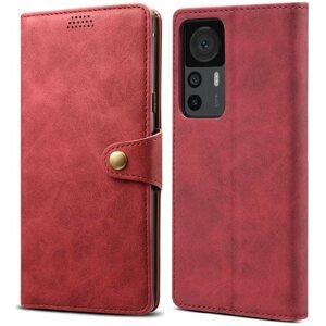 Mobiltelefon tok Lenuo Leather flip tok Xiaomi 12T/12T Pro-hoz, piros