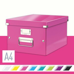 Archiváló doboz Leitz WOW Click & Store A4 28.1 x 20 x 37 cm, rózsaszín