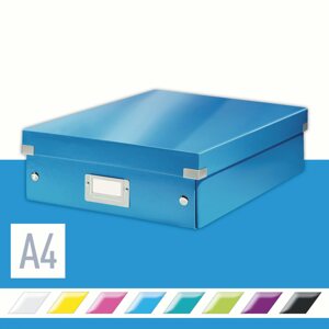Archiváló doboz Leitz WOW Click & Store A4 28.1 x 10 x 37 cm, kék