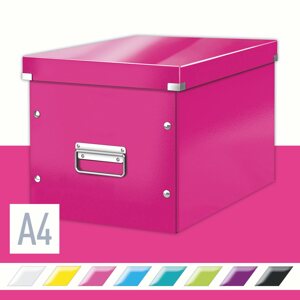 Archiváló doboz Leitz WOW Click & Store A4 32 x 31 x 36 cm, rózsaszín