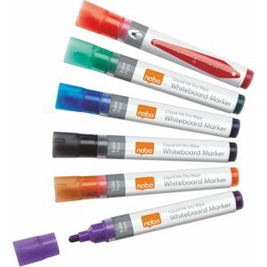 Marker NOBO Liquid Ink Drywipe, többféle szín - 6 darabos csomag