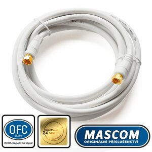 Koax kábel Mascom koaxiális kábel 7676-030W, F csatlakozó 3m