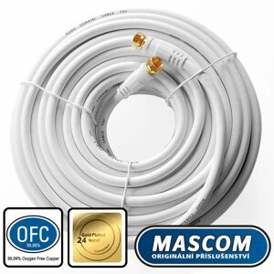 Koax kábel Mascom koaxiális kábel 7676-200W, F csatlakozó 20m