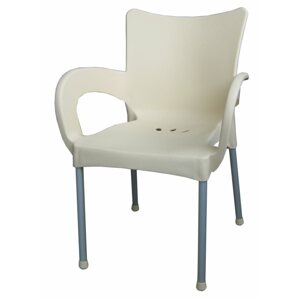 Kerti szék MEGAPLAST SMART műanyag, AL láb, krémszínű