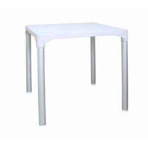 Kerti asztal MEGAPLAST VIVA 72×72×72 cm, AL lábak, fehér