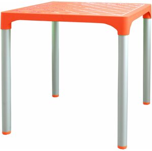 Kerti asztal MEGAPLAST VIVA 72×72×72 cm, AL lábak, narancsszín