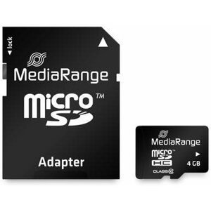 Memóriakártya MEDIARANGE microSDHC 4GB Class 10 + SD adapter