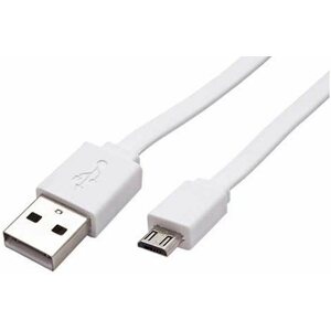 Adatkábel ROLINE USB 2.0 kábel - USB A(M) -> micro USB B(M), 1m, lapos, fehér