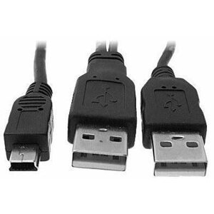 Adatkábel OEM adatkábel 2x USB A -> MINI 5-pin, Y kábel, 0,6 m