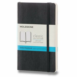 Jegyzetfüzet Moleskine S, puha borítós, pontozott, fekete