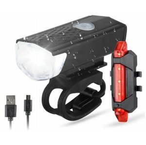 Kerékpár lámpa KIK KX5398 LED-es kerékpárvilágítás, hátsó-első USB-készlet