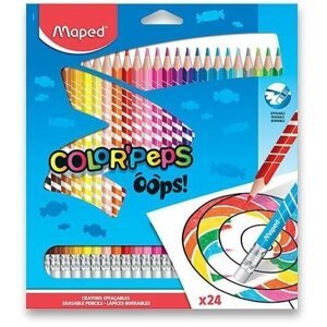 Színes ceruza Maped Color´Peps Oops fa nélküli, radírral, 24 szín