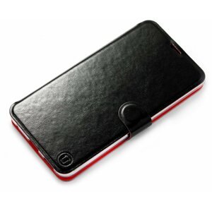 Mobiltelefon tok Mobiwear flip a Realme C33 készülékhez - fekete és narancssárga