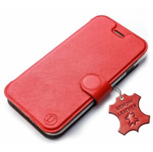 Mobiltelefon tok Mobiwear bőr flip a Realme C33-hoz - Piros