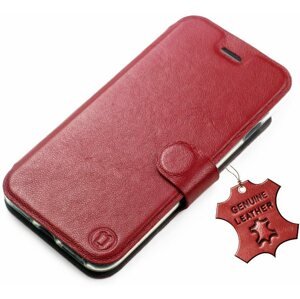 Mobiltelefon tok Mobiwear bőr flip a Realme C33-hoz - Sötét piros