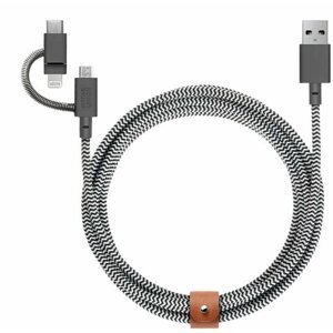 Datový kabel Native Union Belt Universal Cable (USB-C – Lighting/USB-C) 1.8m Zebra