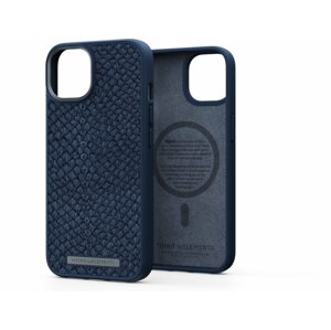Telefon tok Njord iPhone 14 Salmon Leather Magsafe Case Blue