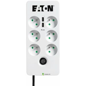 Túlfeszültségvédő EATON Protection Box 6 USB FR, 6 kimenet, terhelés: 10A, 2x USB port