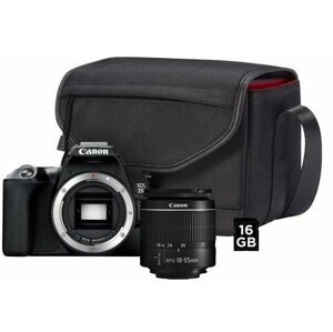 Digitális fényképezőgép Canon EOS 250D, fekete + 18-55mm EF-S + SB130 fotós táska + 16GB memóriakártya