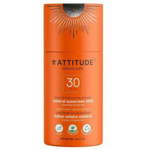 Napozókrém ATTITUDE 100 % Ásványi napozó stift egész testre SPF 30 - Orange Blossom illattal 85 g