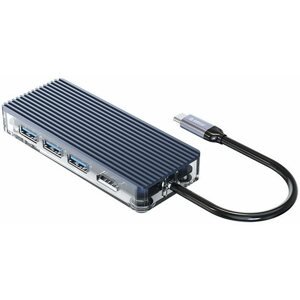USB Hub Orico USB-C Hub 6 in 1 Transparent, Power Delievery
