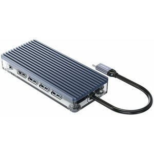 USB Hub Orico USB-C Hub 11 in 1 Transparent, SD/TF reader, Power Delievery, Ethernet, VGA, Audio