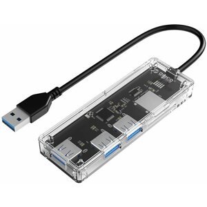 USB Hub Orico USB-A Hub 4xUSB 3.0 Transparent thin, TF/SD reader