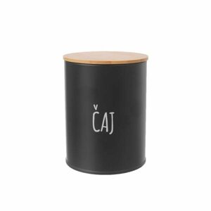 Tárolóedény Orion pléh/bambusz doboz 9,5 cm átmérőjű Tea BLACK