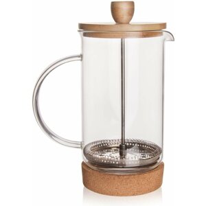 Dugattyús kávéfőző CORK üveg / rozsdamentes acél / bambusz CORK teáskancsó 1 l