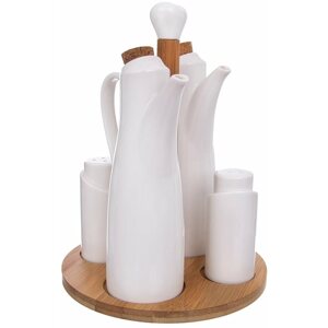 Asztali fűszertartó ORION Ízesítő készlet, porelán/bambusz 4+1 WHITELINE