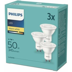 LED izzó Philips LED 4,7-50W, GU10 2700K, 3 db