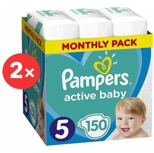 Eldobható pelenka PAMPERS Active Baby Junior 5-ös méret (2×150 db) - 2 havi csomag