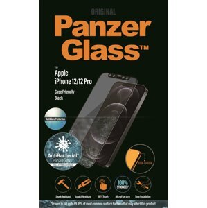 Üvegfólia PanzerGlass Edge-to-Edge Antibacterial Apple iPhone 12/12 Pro-hoz Anti-Glare réteggel, fekete