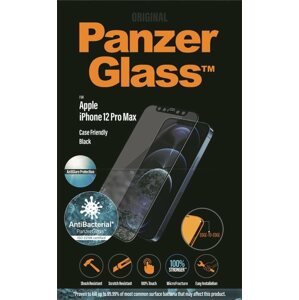 Üvegfólia PanzerGlass Edge-to-Edge Antibacterial Apple iPhone 12 Pro Max-hoz Anti-Glare réteggel, fekete