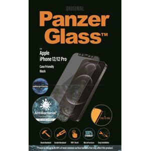 Üvegfólia PanzerGlass Edge-to-Edge Antibacterial Apple iPhone 12/12 Pro-hoz Anti-BlueLight réteggel, fekete